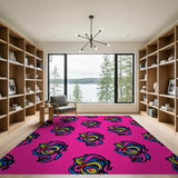 Vibrant Pink Multi-Color Spiral Seahorse Area Rug