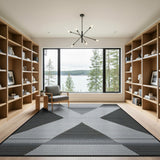 Bold Black White Geometric X Area Rug