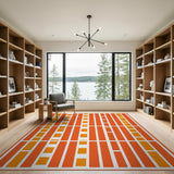 Vibrant Orange Geometric Block Area Rug