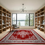 Red Ornate Mandala Area Rug