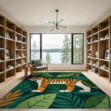 Playful Cartoon Jungle Tiger Area Rug