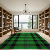 Green Black Plaid Check Area Rug