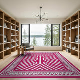 Pink Chevron Tree Motif Area Rug