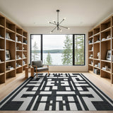 Lattice Black White Geometric Lattice Area Rug