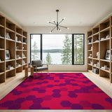Vibrant Red Purple Hexagon Geometric Area Rug