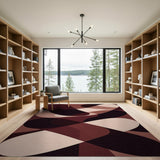 Abstract Maroon Overlap Area Rug