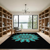 Mandala Teal Mandala Geometric Area Rug