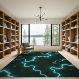 Neon Teal Lightning Area Rug