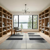 Geometric Modern Abstract Area Rug Black Grey Red