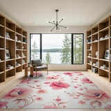 Pink Vintage Pink Poppy Floral Area Rug