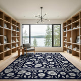 Navy Strawberry Fruit Pattern Area Rug