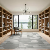 Abstract Grey Geometric Circles Area Rug
