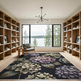 Vintage Purple Hydrangea Floral Area Rug