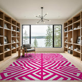 Pink Bold Pink Geometric Maze Area Rug