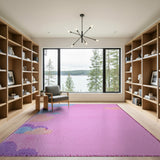 Playful Pink Shag Rug with Clouds Hearts