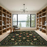 Vintage Floral Black Oriental Area Rug