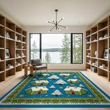 Whimsical Christmas Village Snowy Cottages Rug