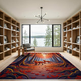 Autumn Foxes Forest Path Red Area Rug