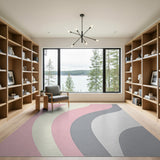 Soft Pink Abstract Wave Area Rug