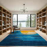 Teal Blue Abstract Sun Area Rug
