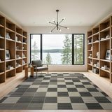 Modern Geometric Black White Patchwork Rug