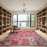 Geometric Modern Vibrant Pink Geometric Abstract Area Rug