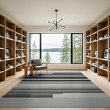 Modern Black White Striped Geometric Rug