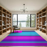 Vibrant Multi-Stripe Pink Blue Area Rug