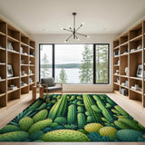 Lush Green Cactus Succulent Area Rug