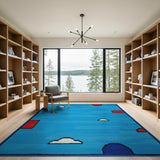 Abstract Blue Sky Clouds Geometric Rug