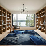Isometric Blue Industrial Warehouse Area Rug