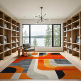 Orange Bold Orange Geometric Abstract Area Rug
