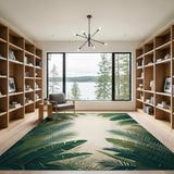 Green Lush Green Palm Frond Coastal Area Rug