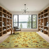 Vintage Yellow Floral Area Rug