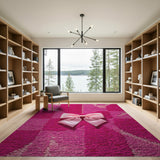Vibrant Pink Checkered Geometric Area Rug