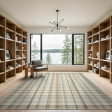 Beige Tan Plaid Rustic Farmhouse Area Rug