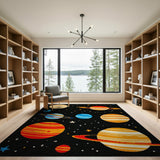 Solar System Planets Stars Kids Cartoon Rug