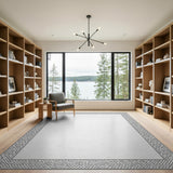 Grey Geometric Lattice Border Rug