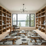 Majestic Lynx Snowflakes Pattern Rug
