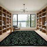 Neon Green Intricate Vine Floral Area Rug