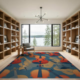 Red Violin Abstract Area Rug