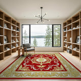 Opulent Red Gold Medallion Persian Area Rug