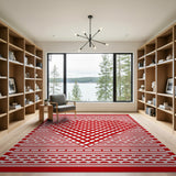Bold Red Geometric Heart Diamond Area Rug