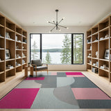 Abstract Geometric Pink Grey Area Rug