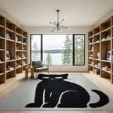 Black Cat Silhouette Woven Area Rug