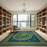 Teal Gold Celtic Spiral Knot Area Rug