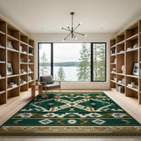 Forest Green Southwestern Geometric Rug