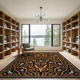 Orange Vine Floral Persian Area Rug
