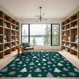 Emerald Green Christmas Tree Snowflake Area Rug
