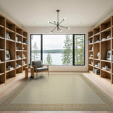 Beige Neutral Area Rug with Tan Border